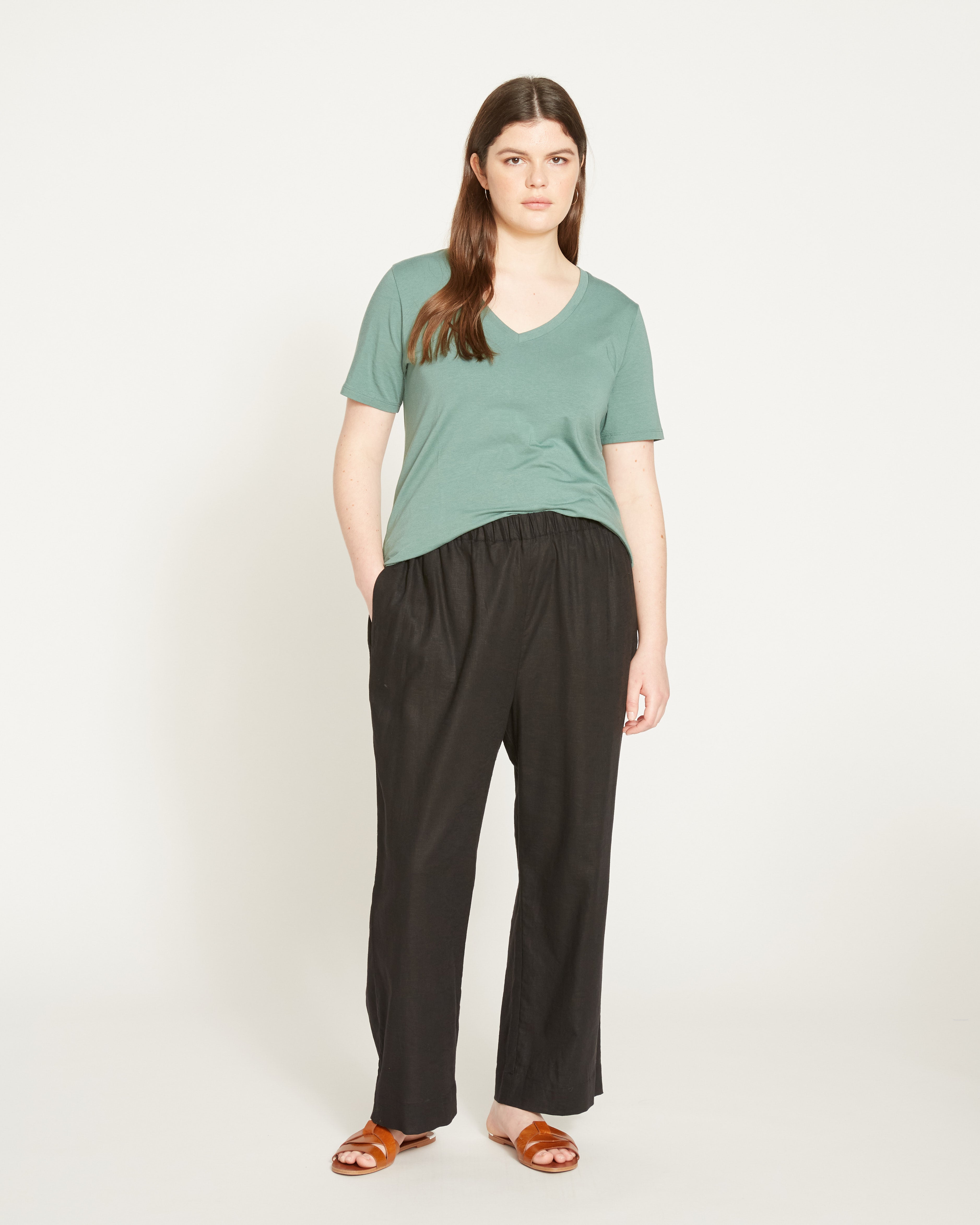 Iris Linen Blend Easy Pull-On Pants - Black – Universal Standard