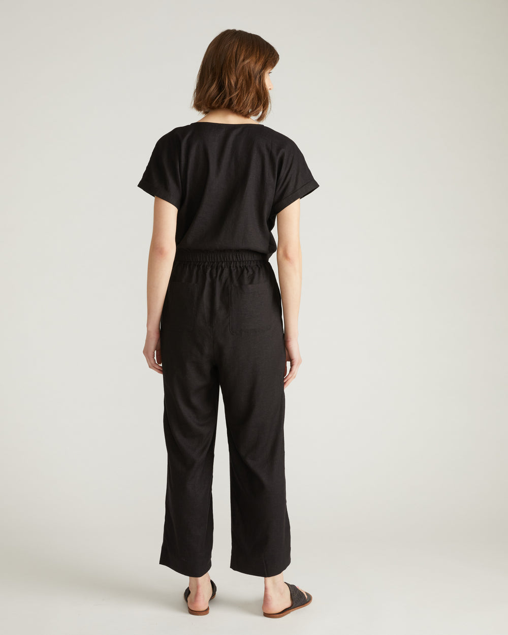 Iris Linen Easy Pull-On Pants - Black