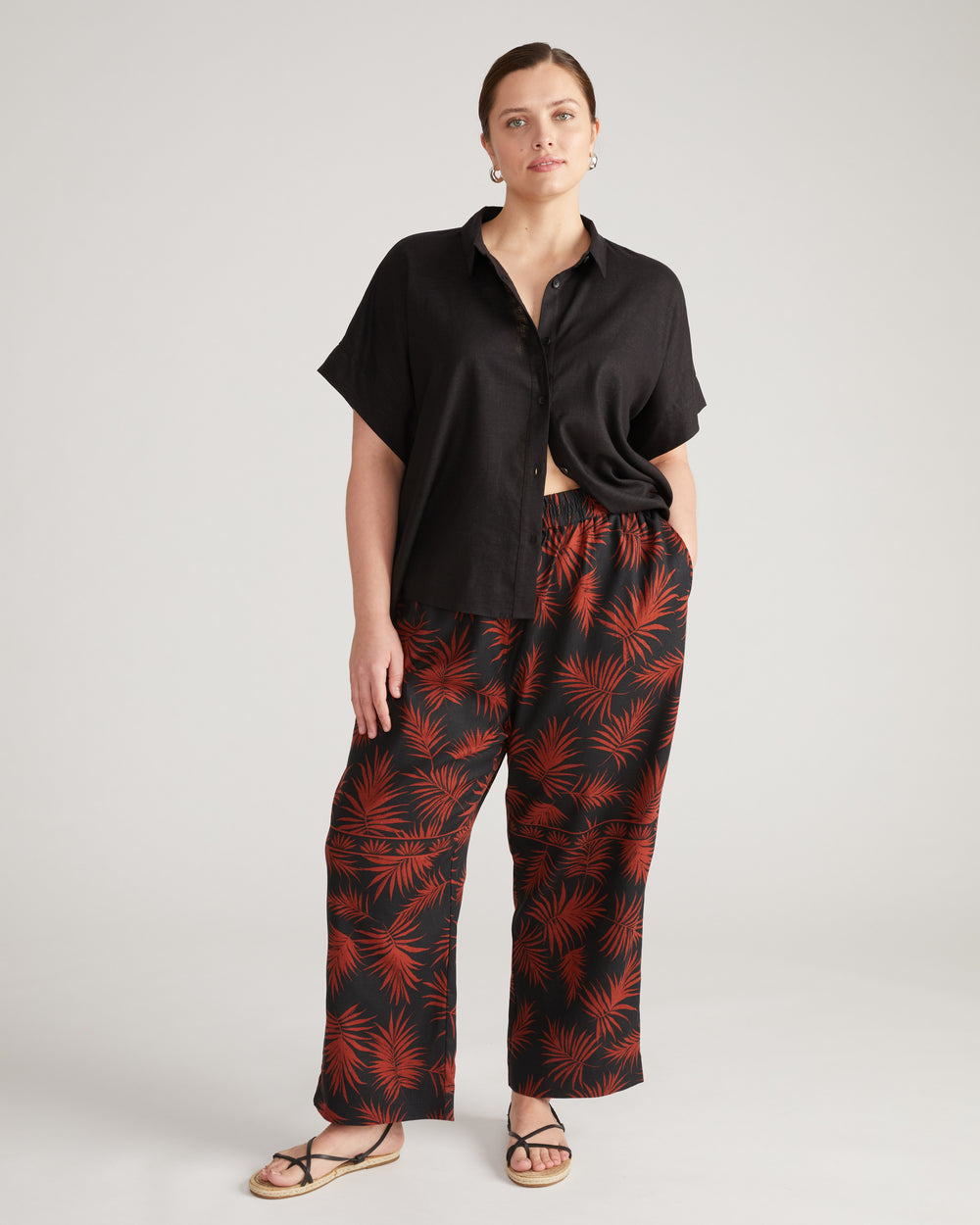 Iris Linen Easy Pull-On Pants - Bohem Print