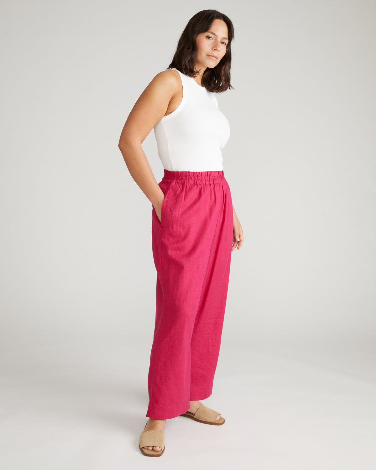 Iris Linen Blend Easy Pull-On Pants - Cerise | Plus Size & Straight Size Women's Fashion | Universal Standard