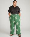Iris Linen Easy Pull-On Pants - Beachgrass Print in Green
