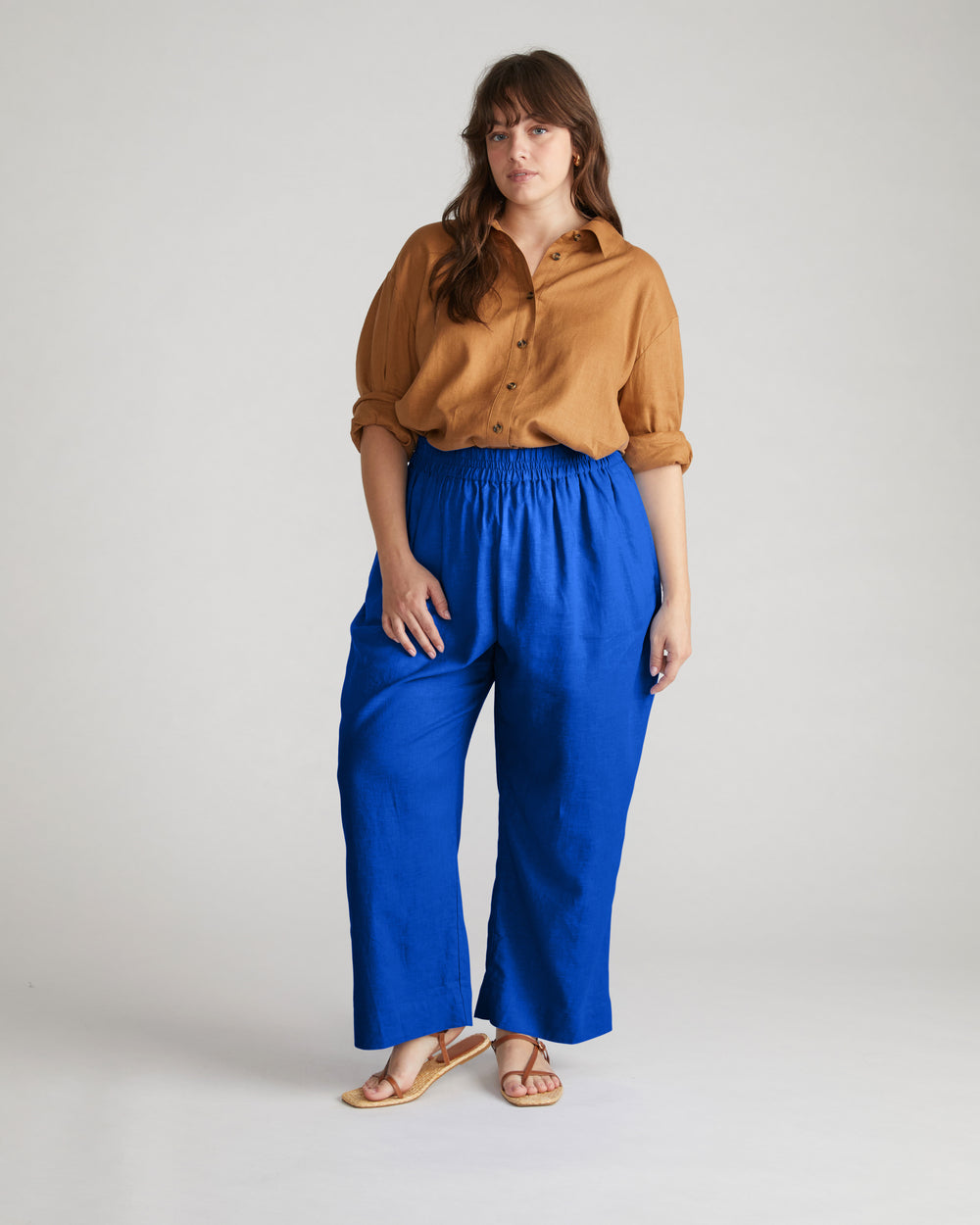Iris Linen Easy Pull-On Pants - Ultramarine