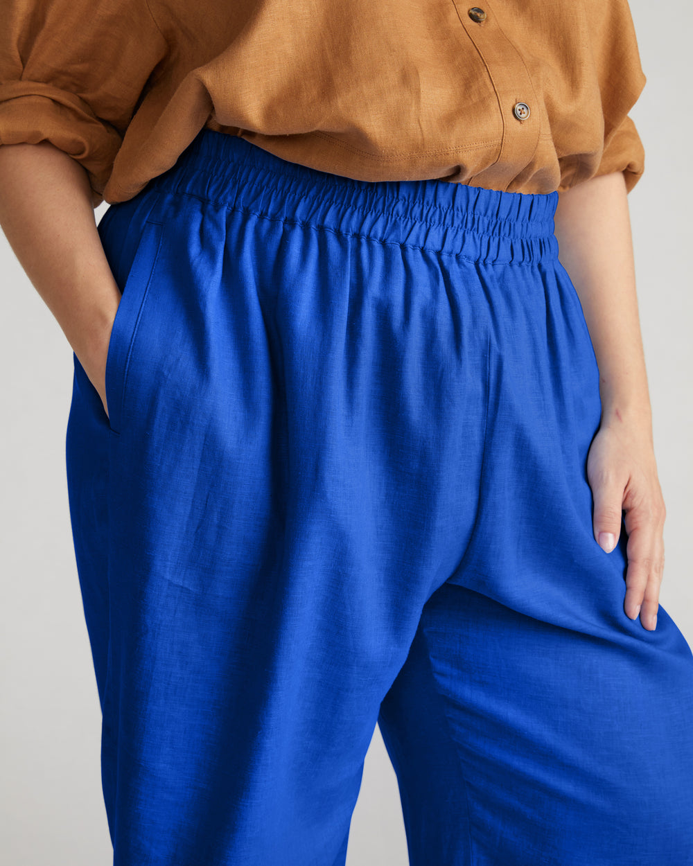 Iris Linen Easy Pull-On Pants - Ultramarine