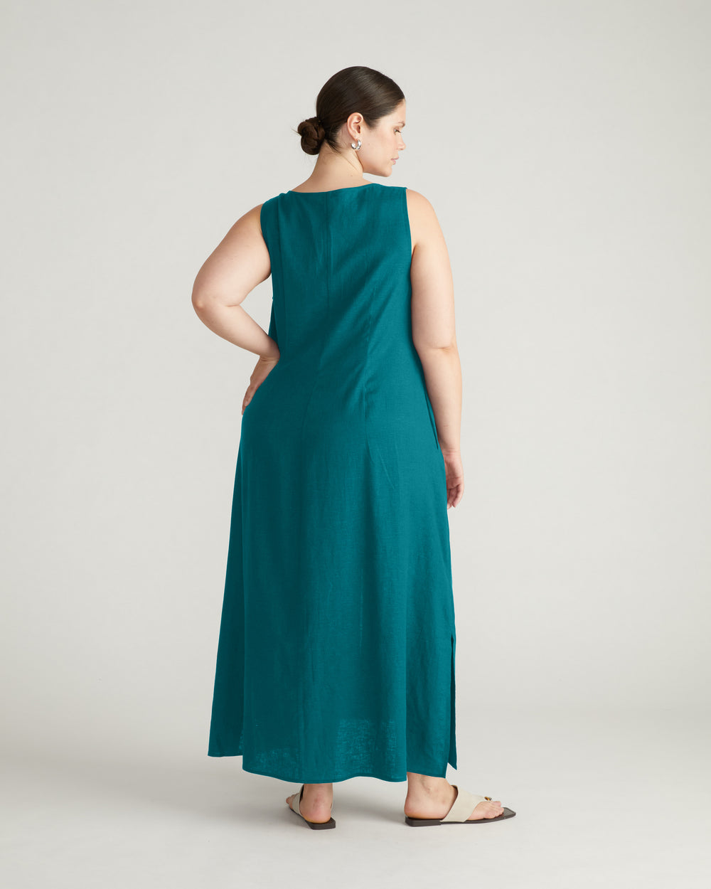 Islet Button-Down Linen Maxi Dress - Aurora