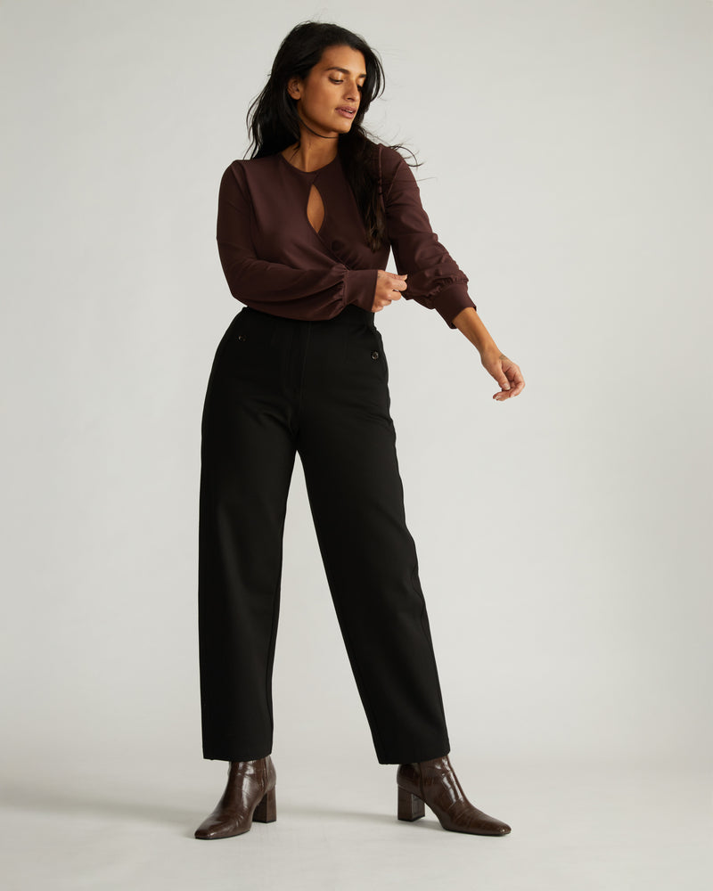 Audrey Relaxed Uniform Ponte Workpant - Black