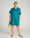 Juniper Linen Easy Pull-On Shorts - Aurora