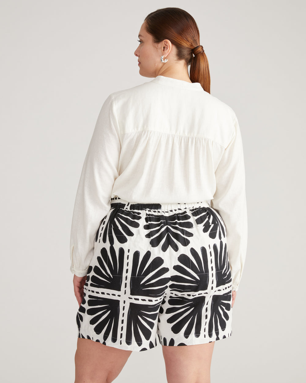 Juniper Linen Easy Pull-On Shorts - Ink Bloom Print