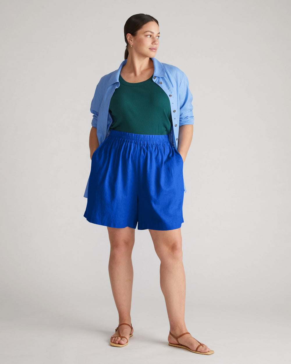 Juniper Linen Easy Pull-On Shorts - Ultramarine
