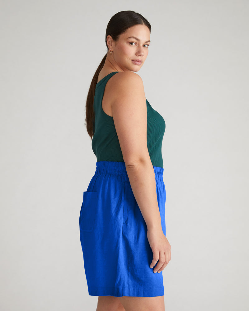 Juniper Linen Easy Pull-On Shorts - Ultramarine