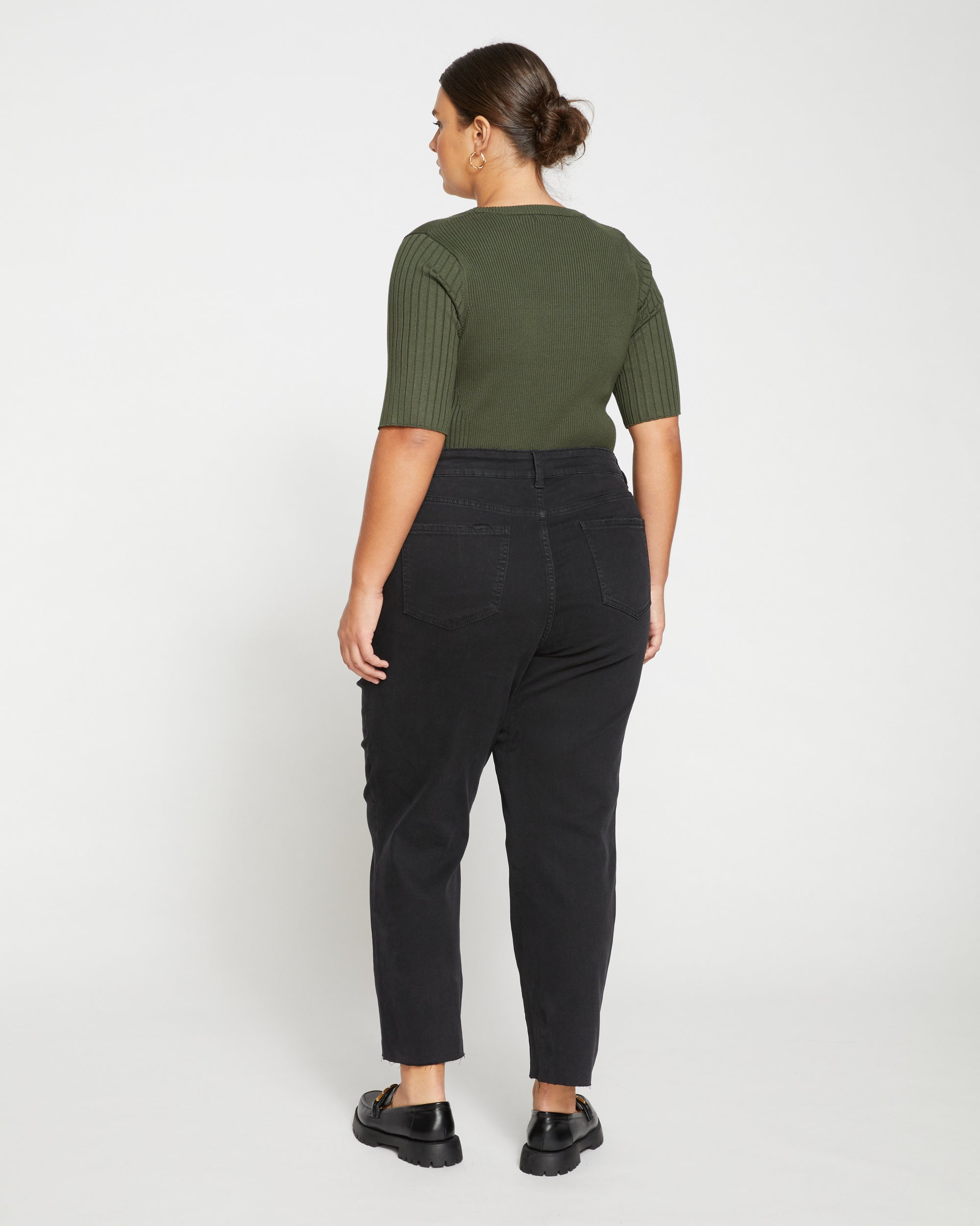 Katie High Rise Crossover Jeans - Broken Black
