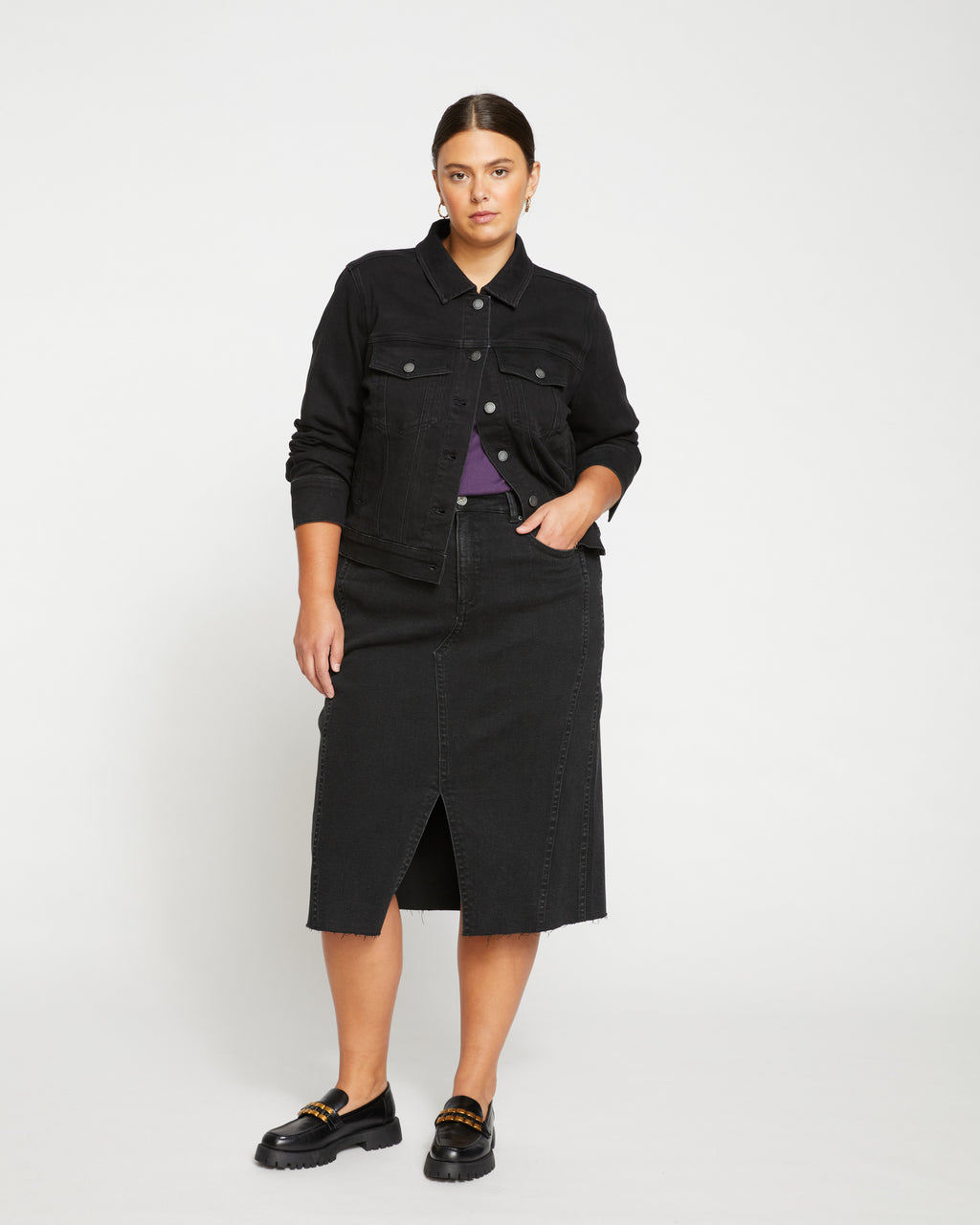 Kelsey Denim Jacket - Broken Black  Universal Standard