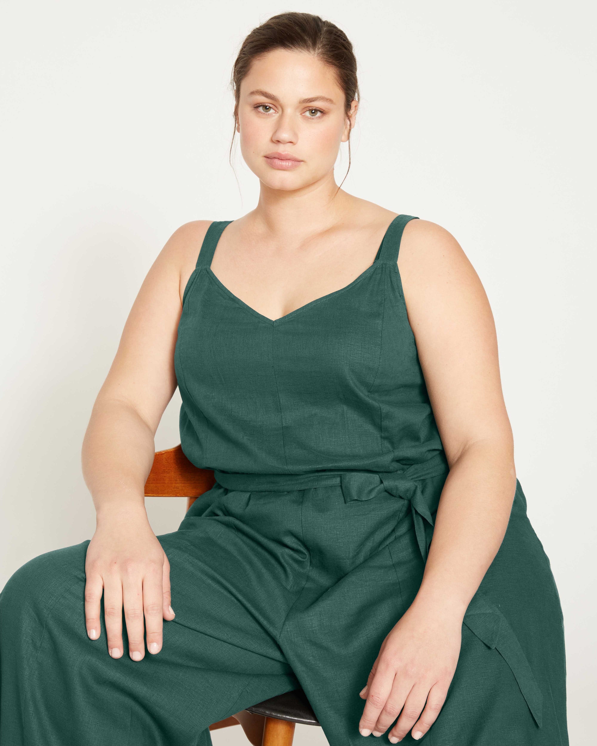 Promenade Linen Jumpsuit - Sea Moss