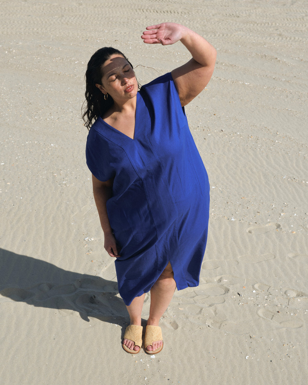 Cabana Linen Kaftan - Ultramarine
