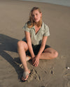 Cecile Breton Polo - Sage/Ecru Stripe