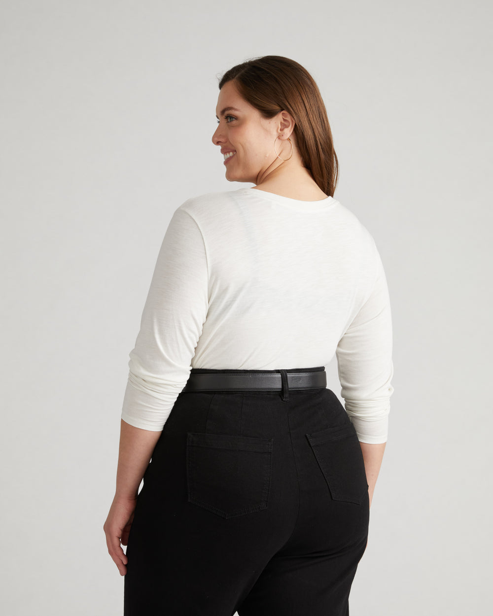 Light-As-Air Long Sleeve V Neck Tee - Vapor