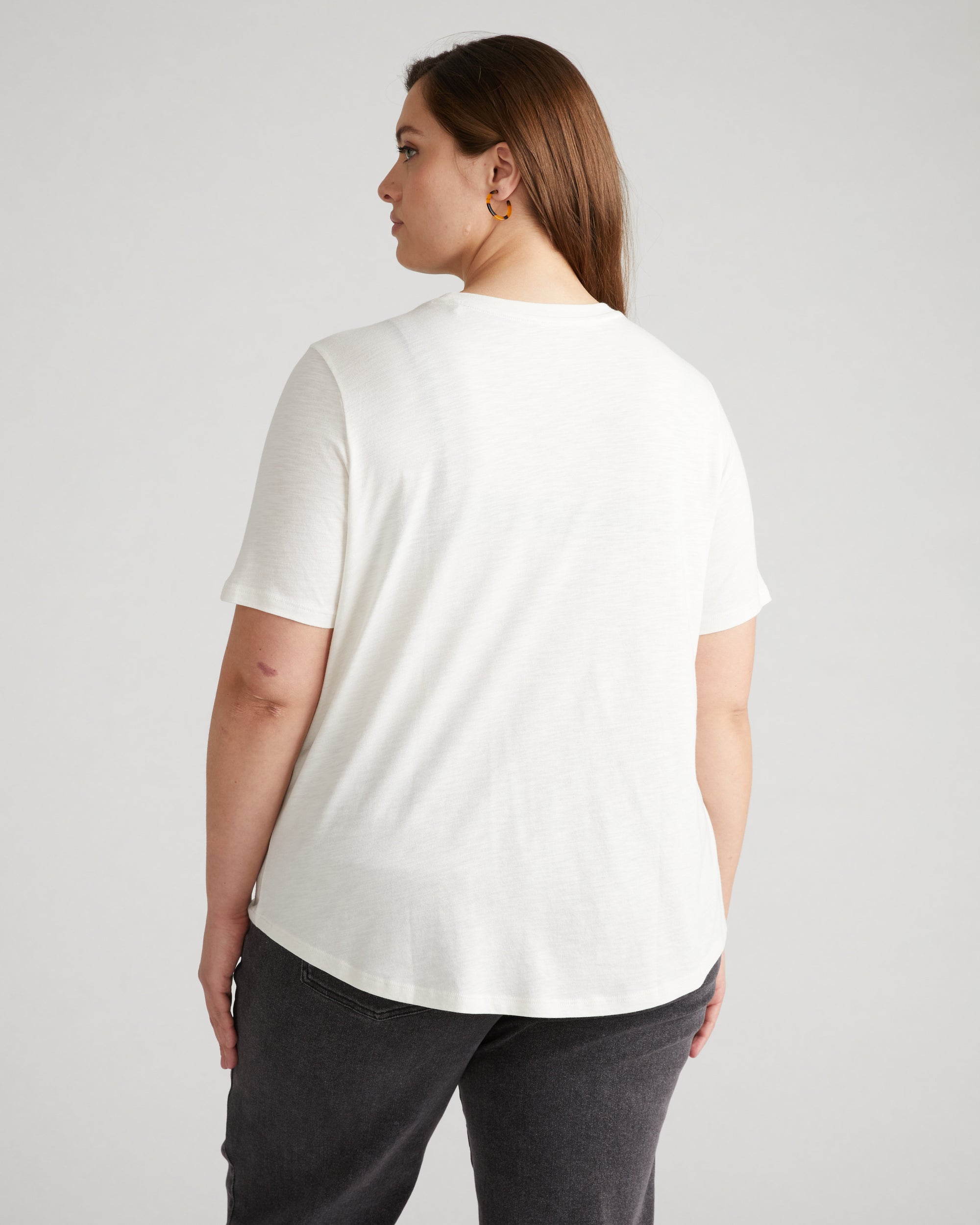 Woman wearing Light-As-Air Tee Rex - Vapor from Universal Standard