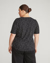 Lily Liquid Jersey Crew Neck Stovepipe Tee - Galactic Print in Black