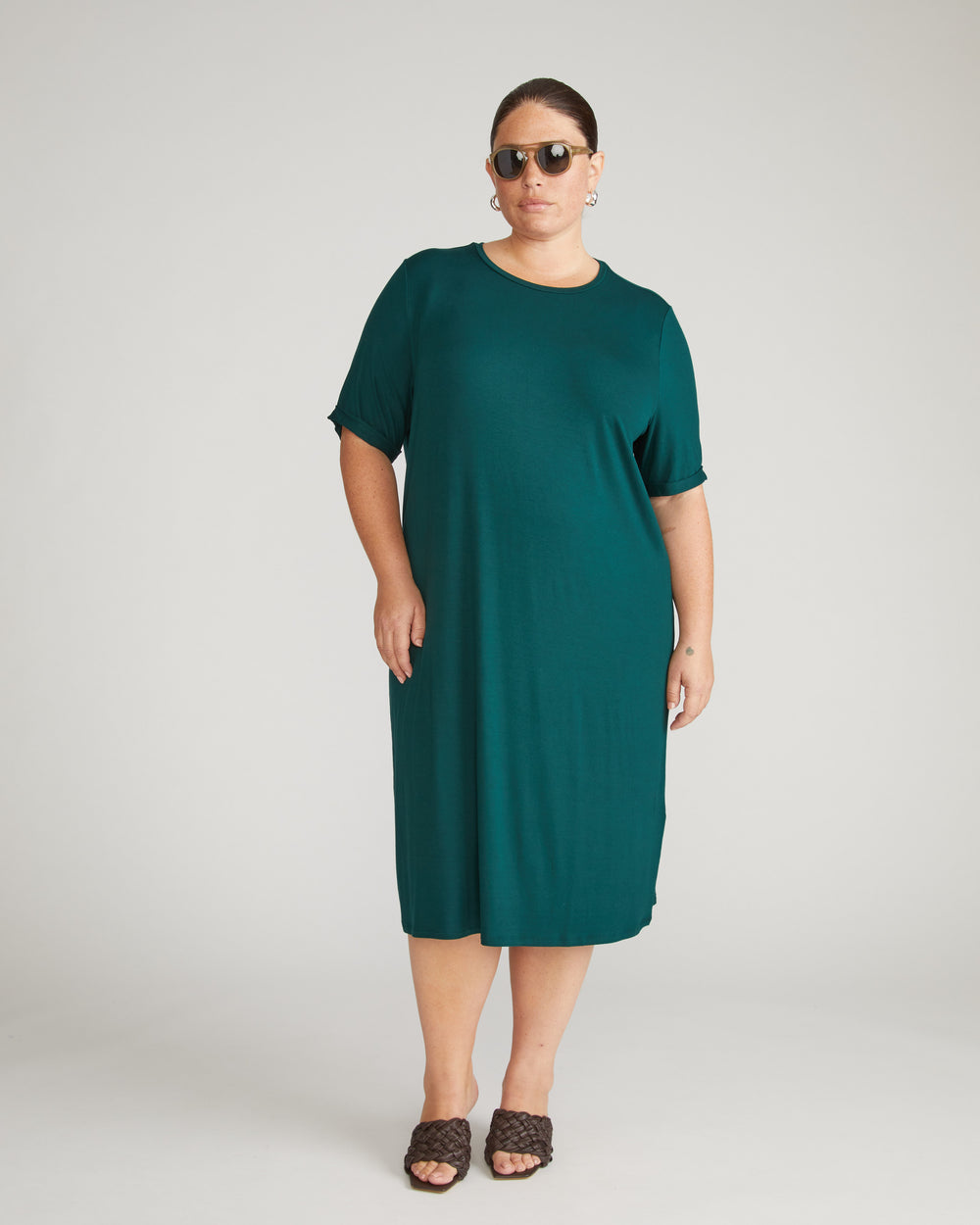 Lily Liquid Jersey Dress - Forest Green