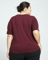 Lily Liquid Jersey V-Neck Stovepipe Tee - Black Cherry