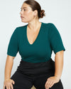 Lily Liquid Jersey V-Neck Stovepipe Tee - Forest Green