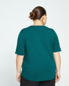 Lily Liquid Jersey V-Neck Stovepipe Tee - Forest Green
