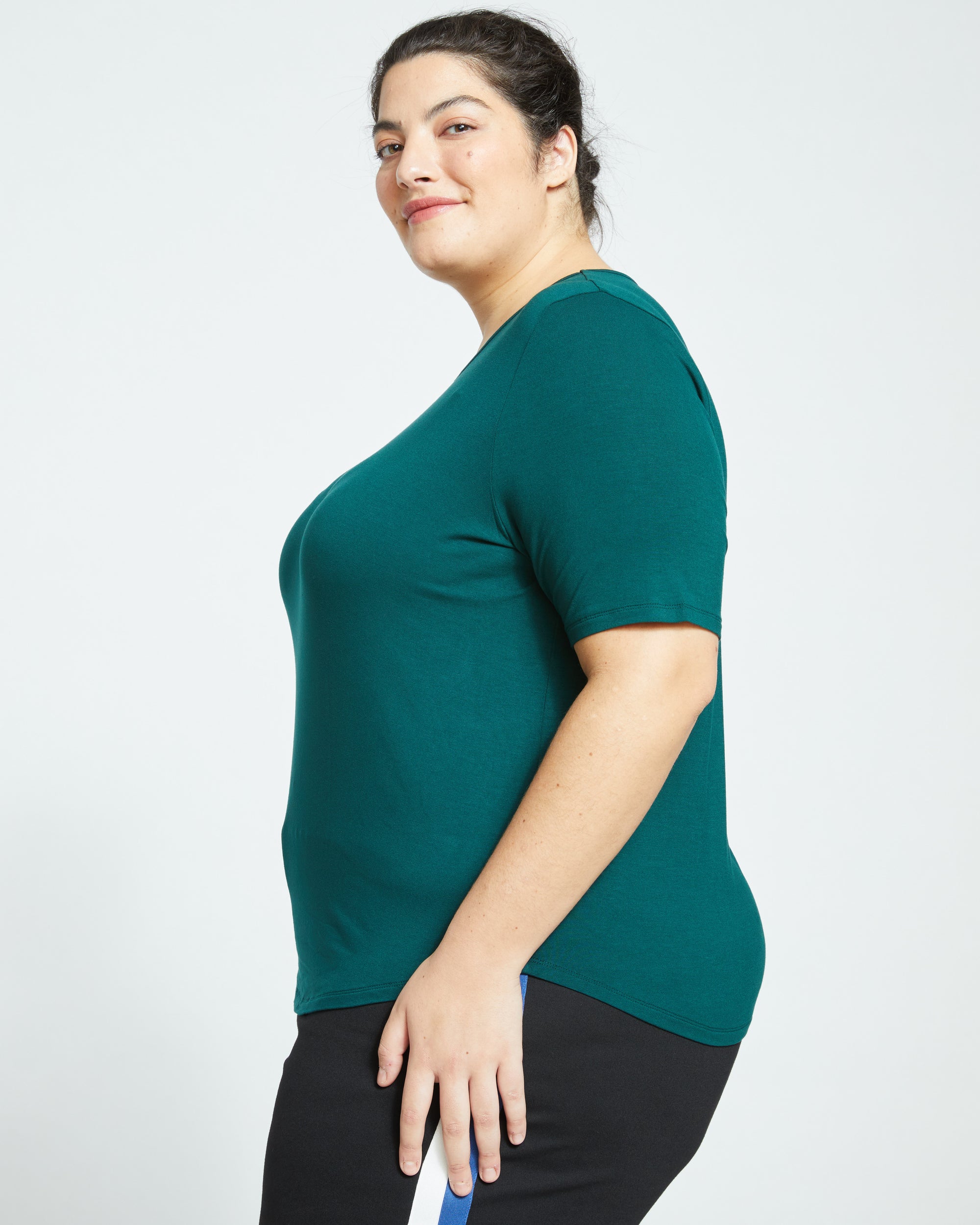 Lily Liquid Jersey Crew Neck Stovepipe Tee - Forest Green | Plus Size & Straight Size Women's Fashion | Universal Standard