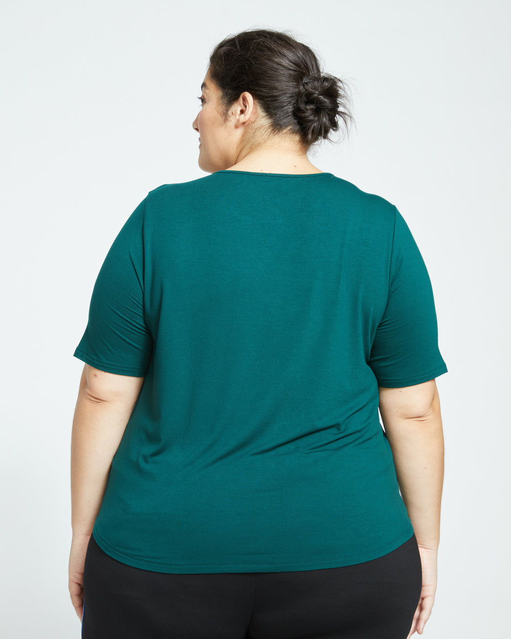 Lily Liquid Jersey Crew Neck Stovepipe Tee - Forest Green