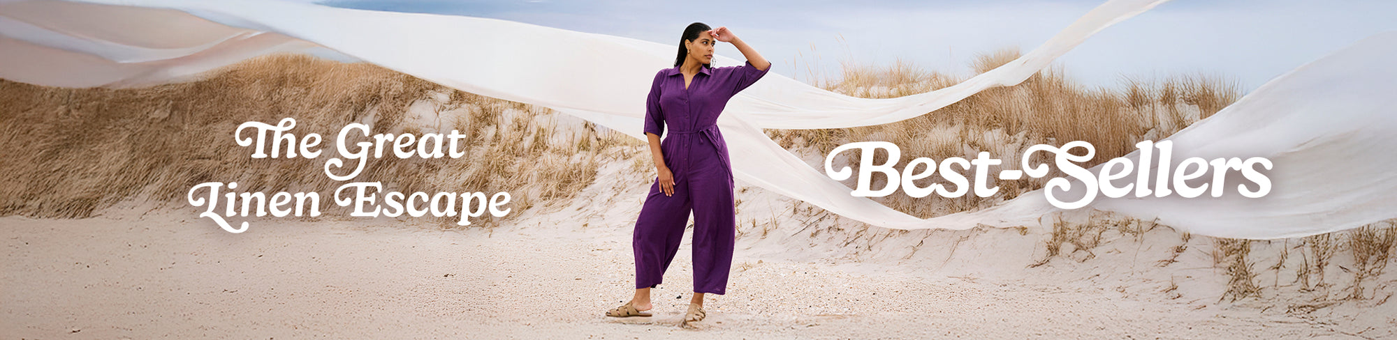 Model wearing styles from the Linen - Best-Sellers collection