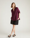 Button Back Linen Polo Shirt - Acai