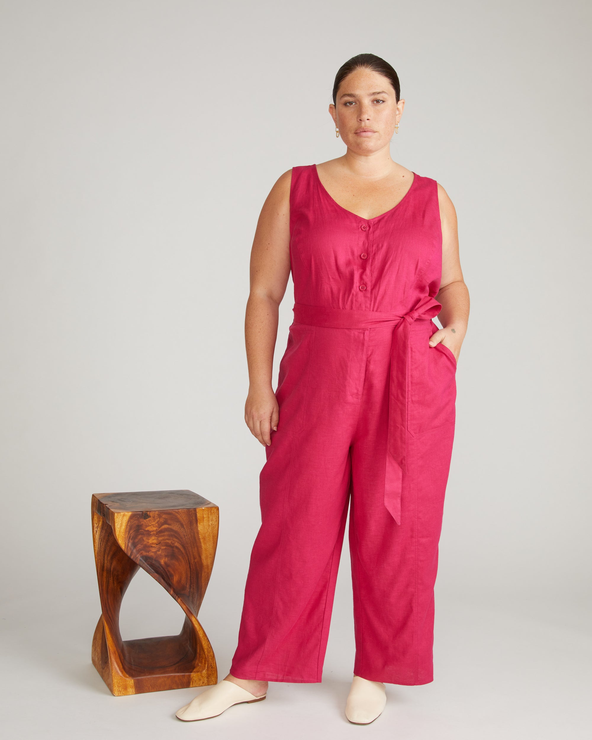 Matilda Linen Jumpsuit - Cerise - Size 2XL - by Universal Standard Matilda Linen Jumpsuit - Cerise - Size 2XL - by Universal Standard