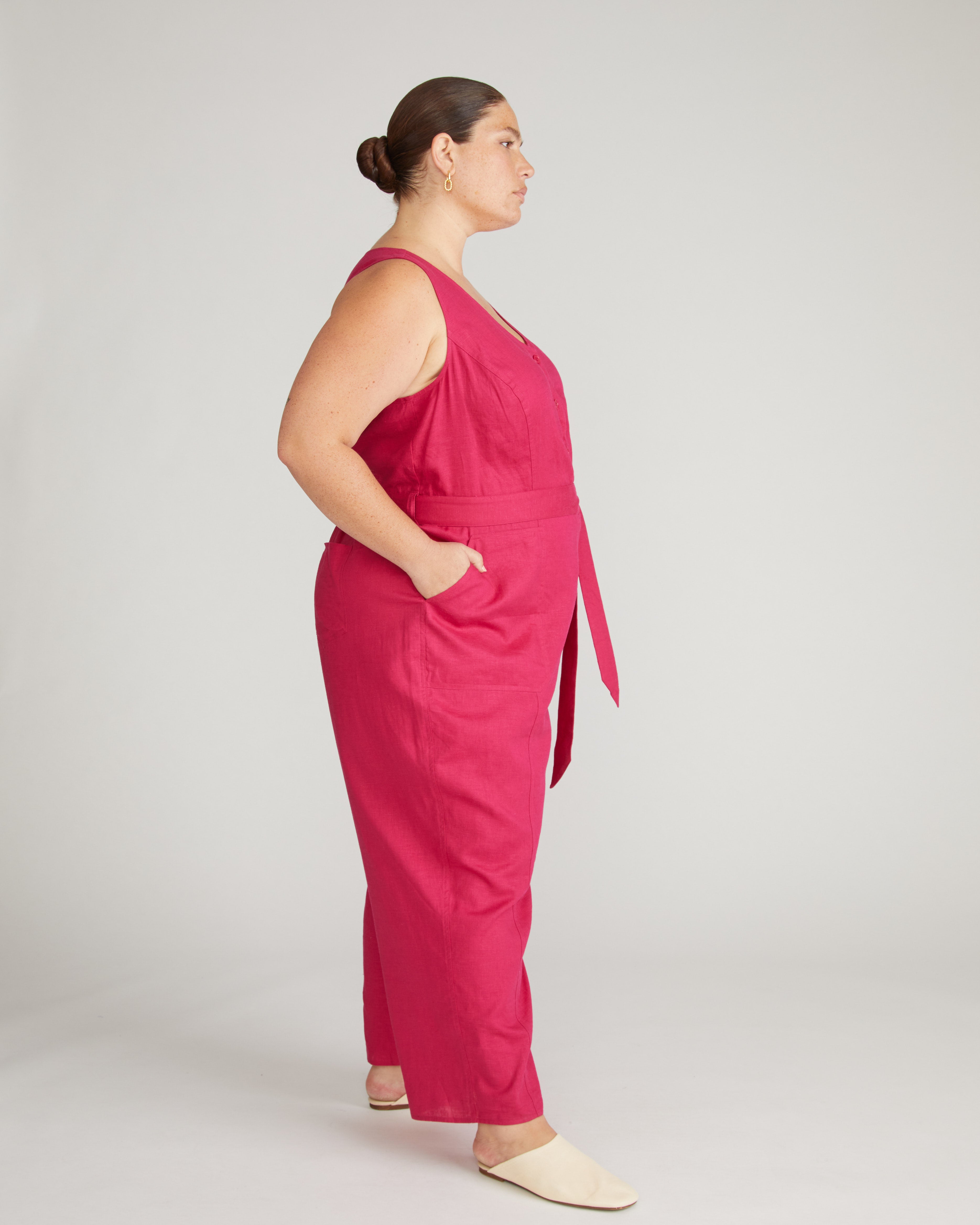 Matilda Linen Blend Jumpsuit - Cerise – Universal Standard