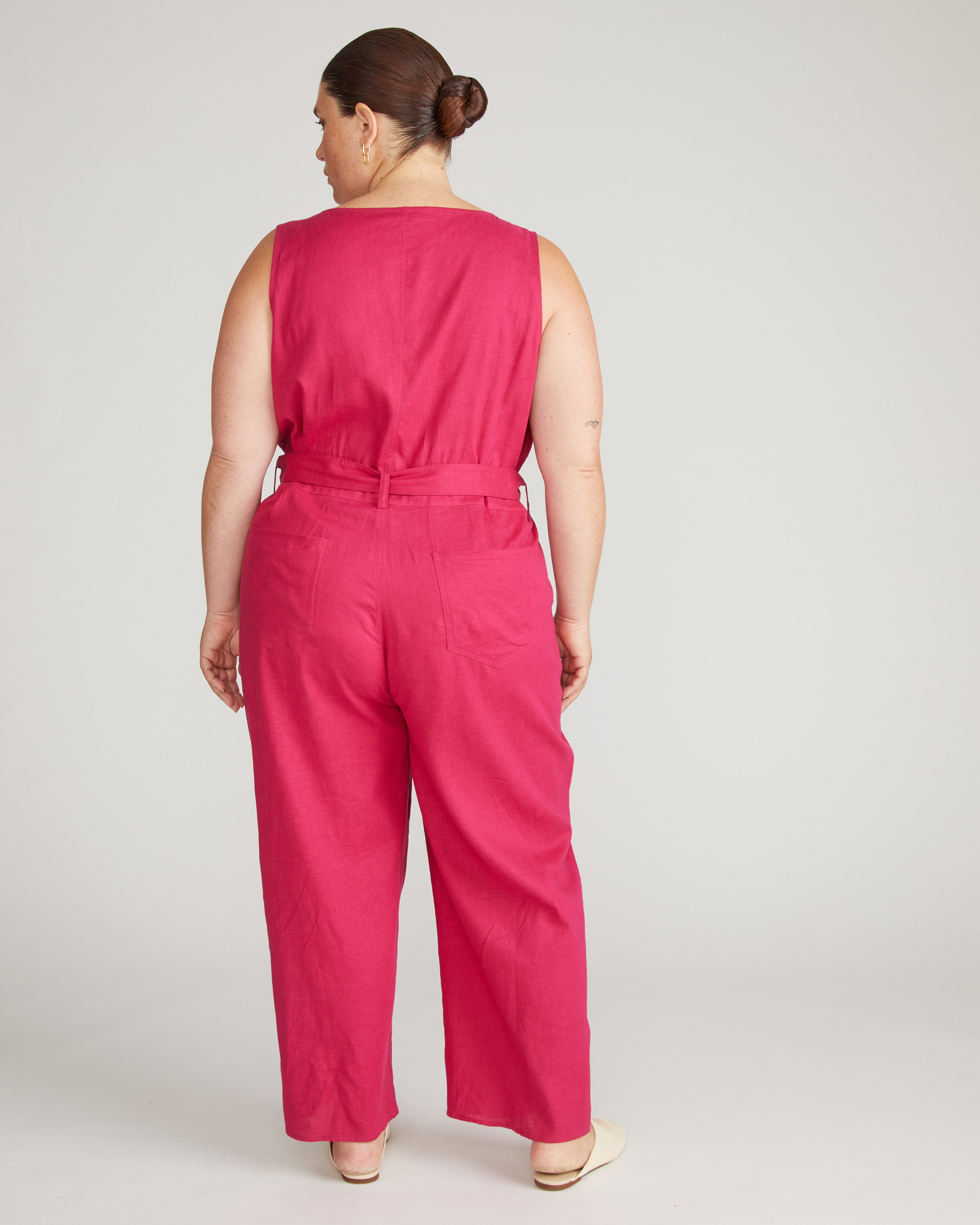 Matilda Linen Blend Jumpsuit - Cerise – Universal Standard