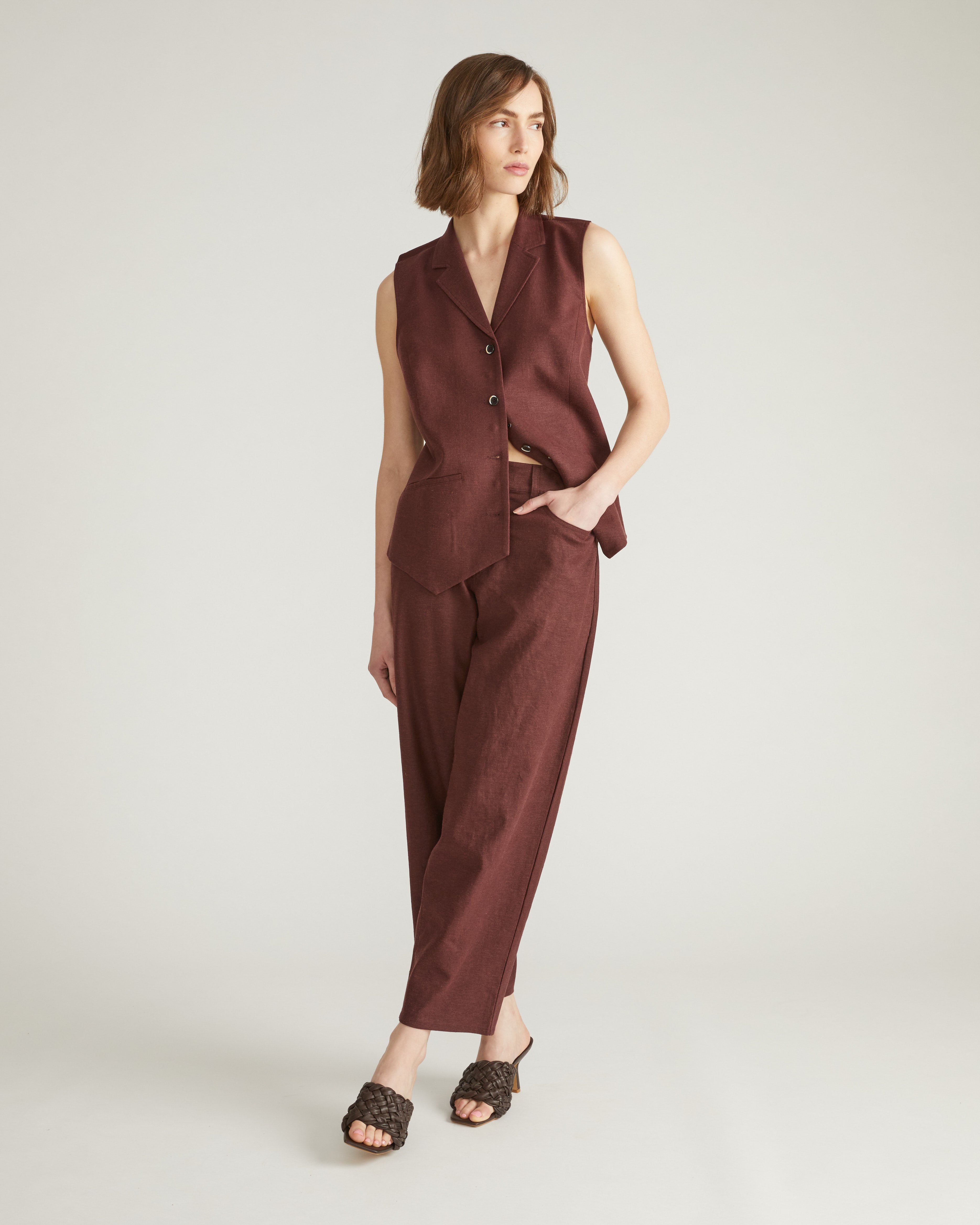 Lou Barrel Leg Linen Pants - Brulee