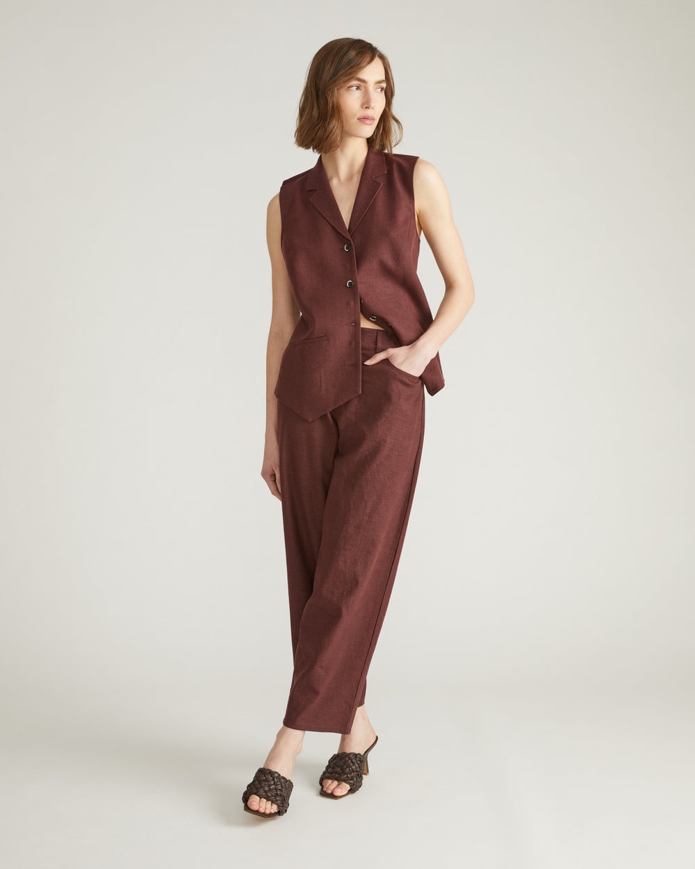 Lou Barrel Leg Linen Pants - Brulee