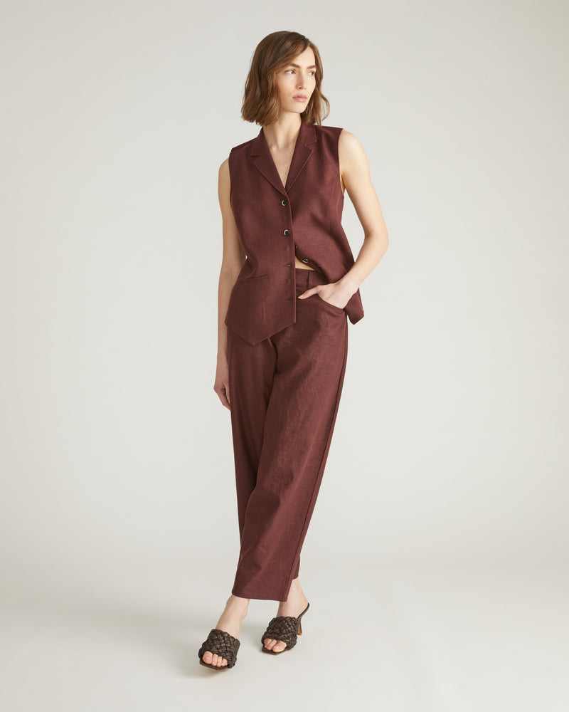 Lou Barrel Leg Linen Pants - Brulee