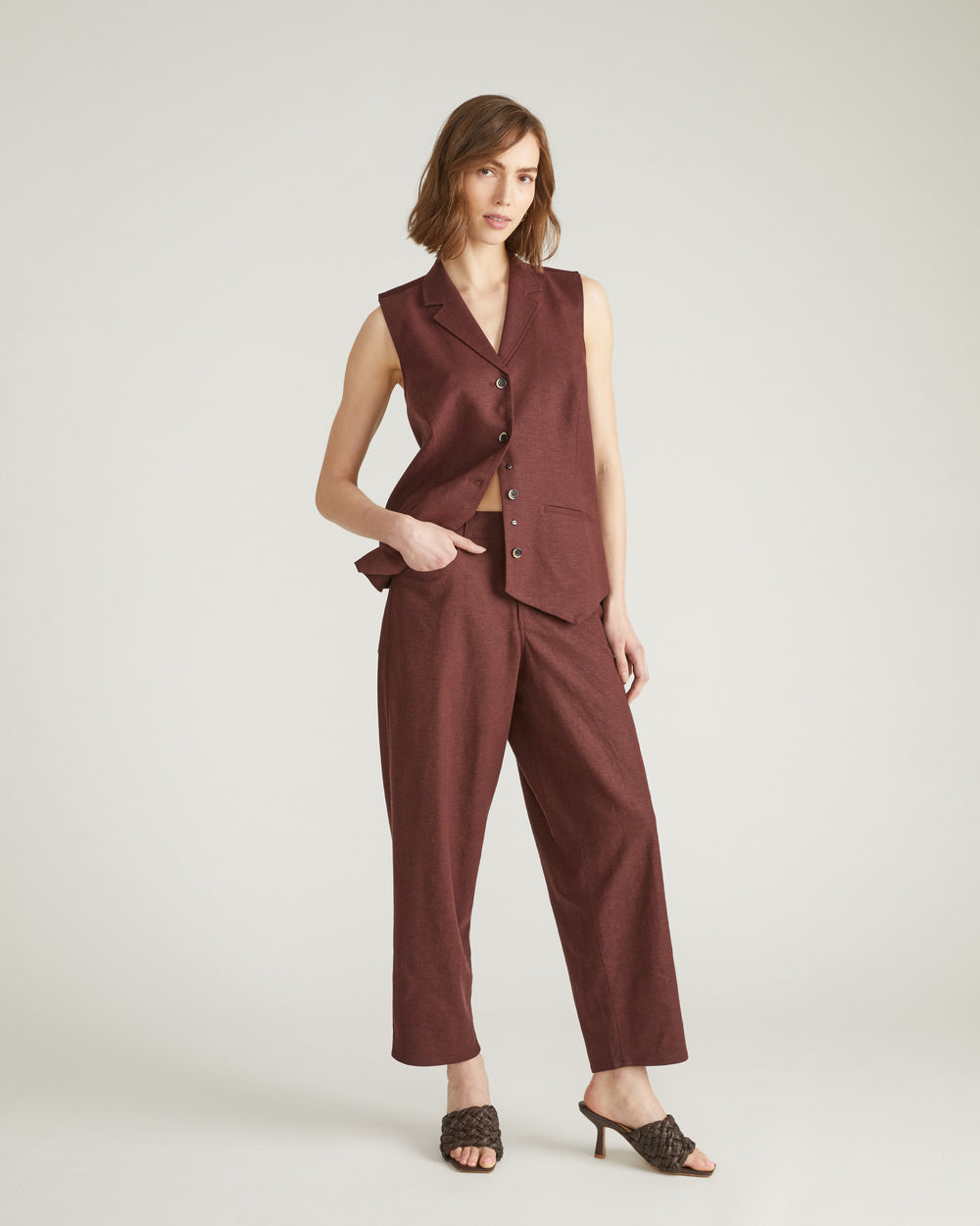 Lou Barrel Leg Linen Pants - Brulee