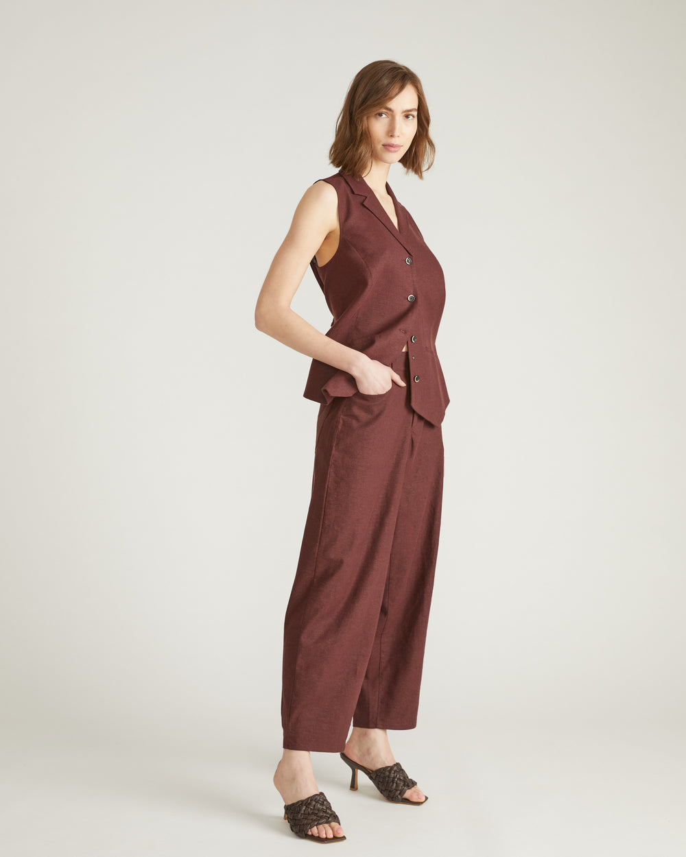 Lou Barrel Leg Linen Pants - Brulee