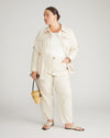 Lou Barrel Leg Linen Pants - Ecru