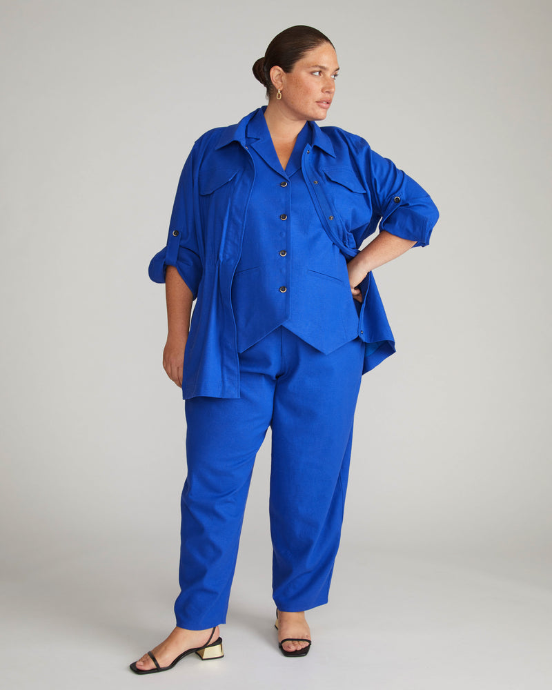 Lou Barrel Leg Linen Pants - Ultramarine