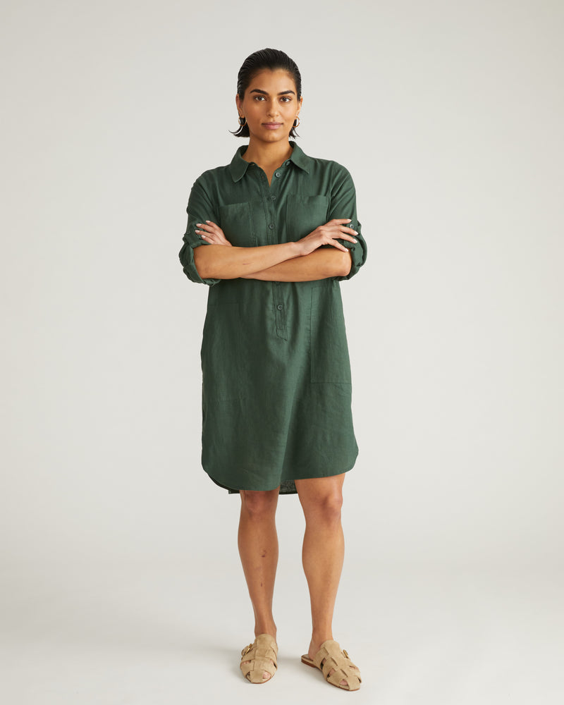 Linen Rubicon Shirtdress - Luscious Green