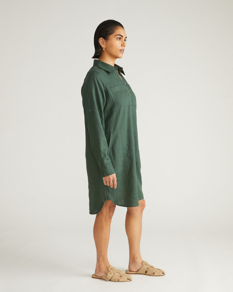 Linen Rubicon Shirtdress - Luscious Green