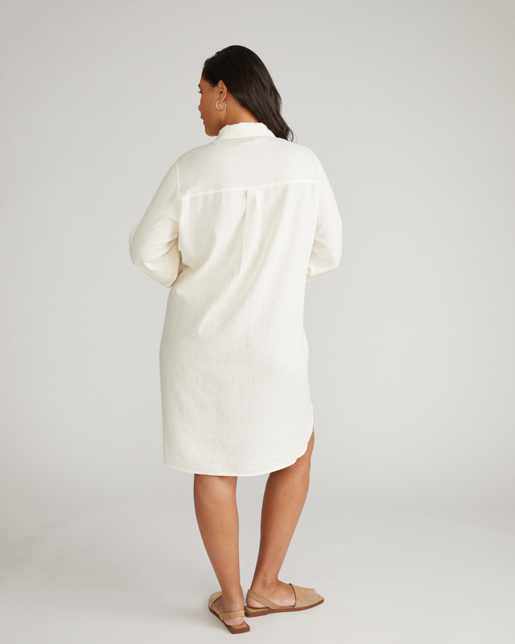 Woman wearing Linen Rubicon Shirtdress - Natural White from Universal Standard