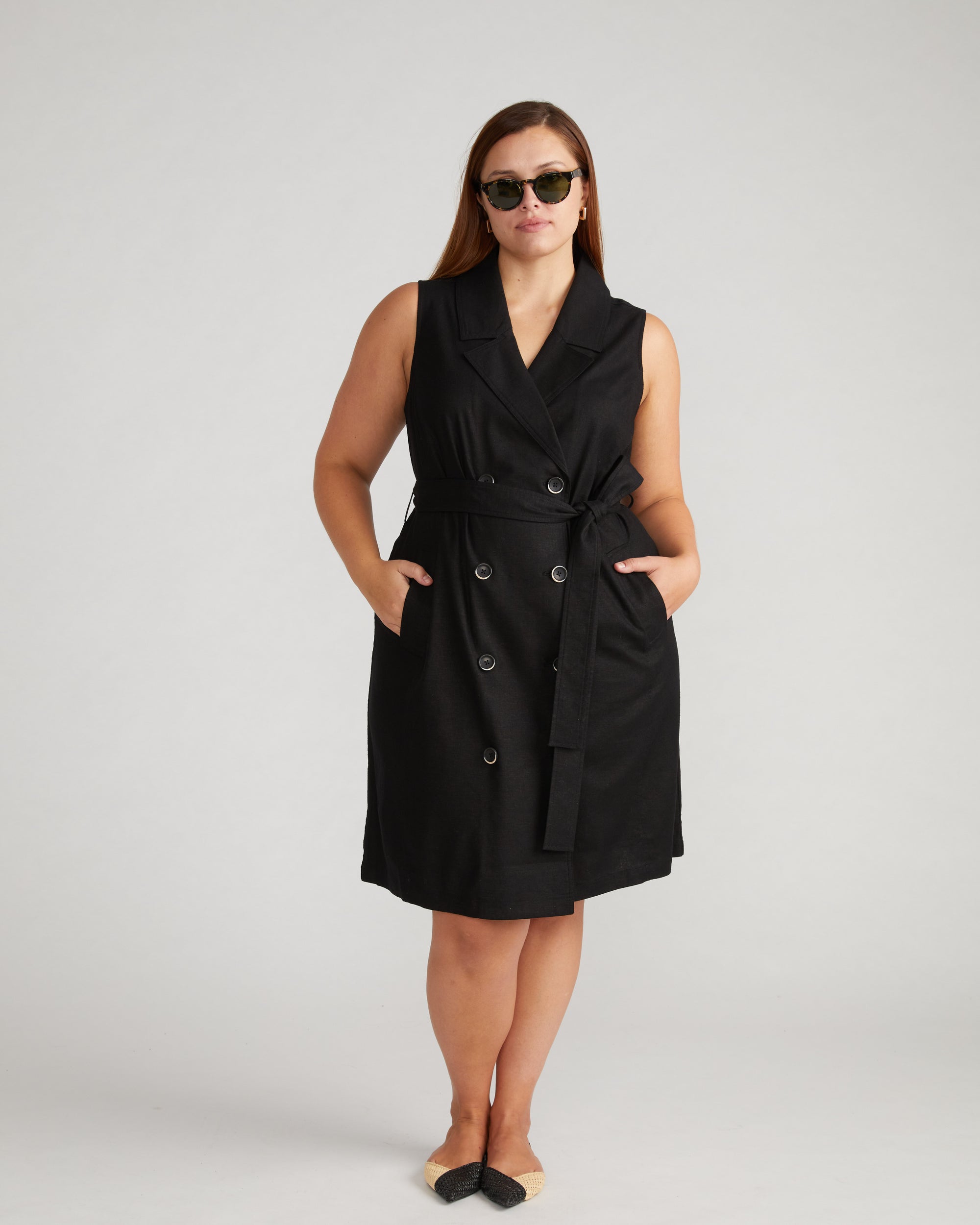 Hudson Linen Trench Dress - Black Universal Standard Hudson Linen Trench Dress - Black Universal Standard