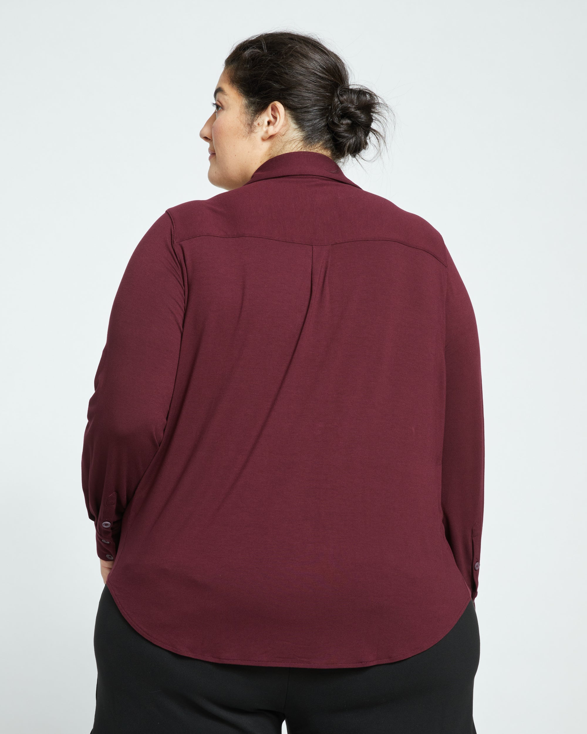 Elbe Popover Liquid Jersey Shirt Classic Fit - Black Cherry | Plus Size & Straight Size Women's Fashion | Universal Standard