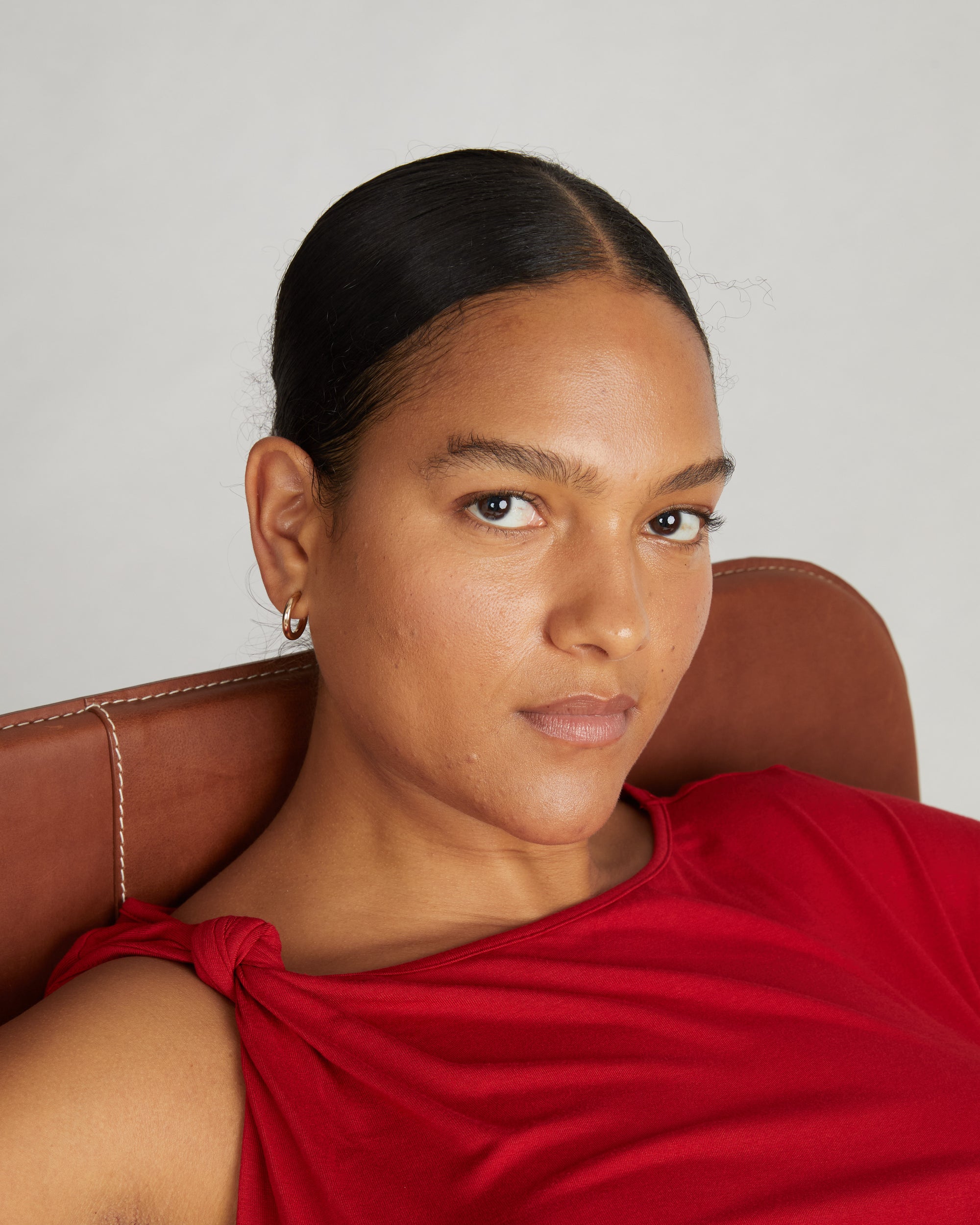 Estella Liquid Jersey Knot Tank - New York Red