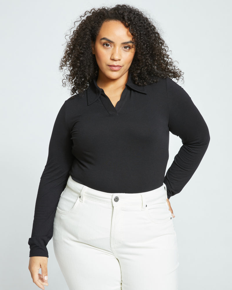 Aalto Liquid Jersey Polo Top - Black