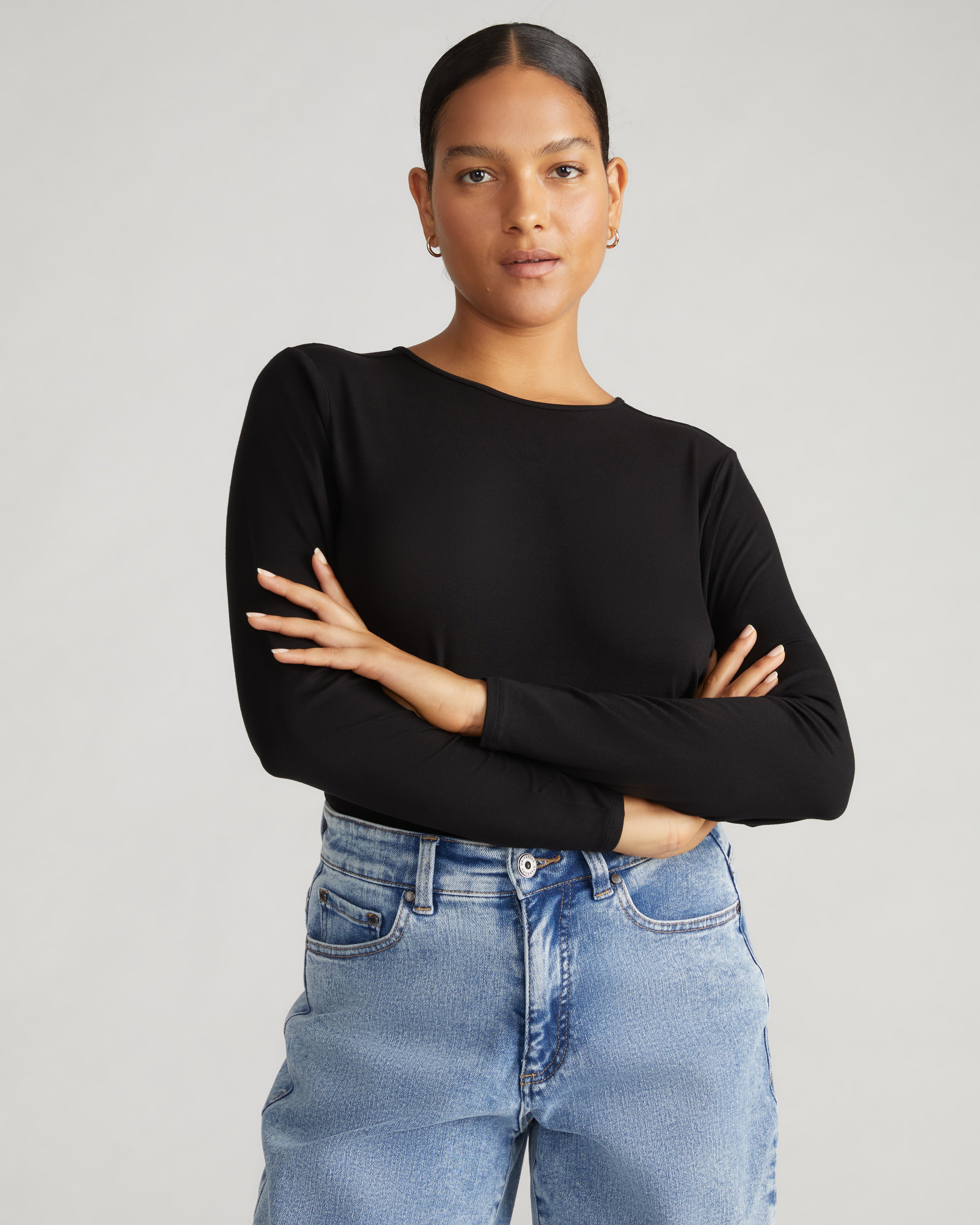 Joan Liquid Jersey Long Sleeve Top - Black – Universal Standard