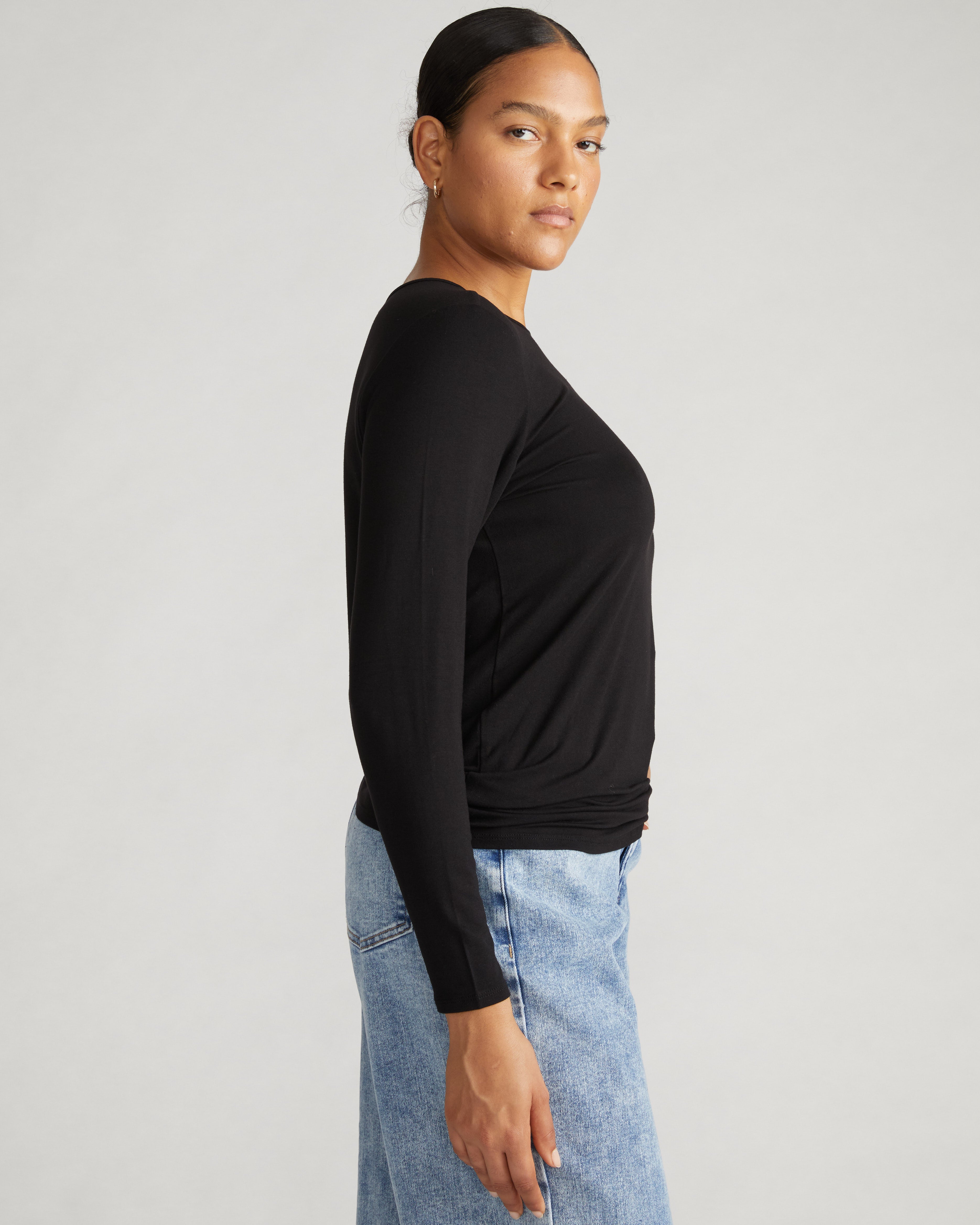 Joan Liquid Jersey Long Sleeve Top - Black – Universal Standard