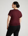 Liquid Jersey Two-Way Short Sleeve Cross Top - Black Cherry