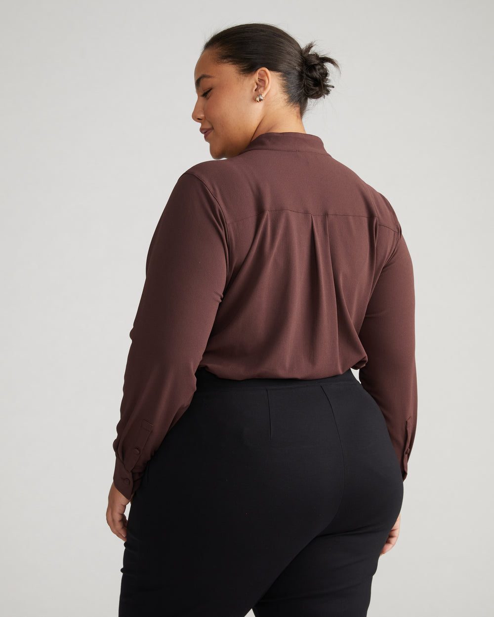 Crepe Jersey Long Sleeve Tess Blouse - Brulee